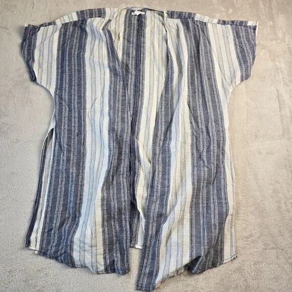 Maurices Cover Up Women Small Gray Beige Stripes Swimsuit Coverup Beach Summer - Picture 5 of 11